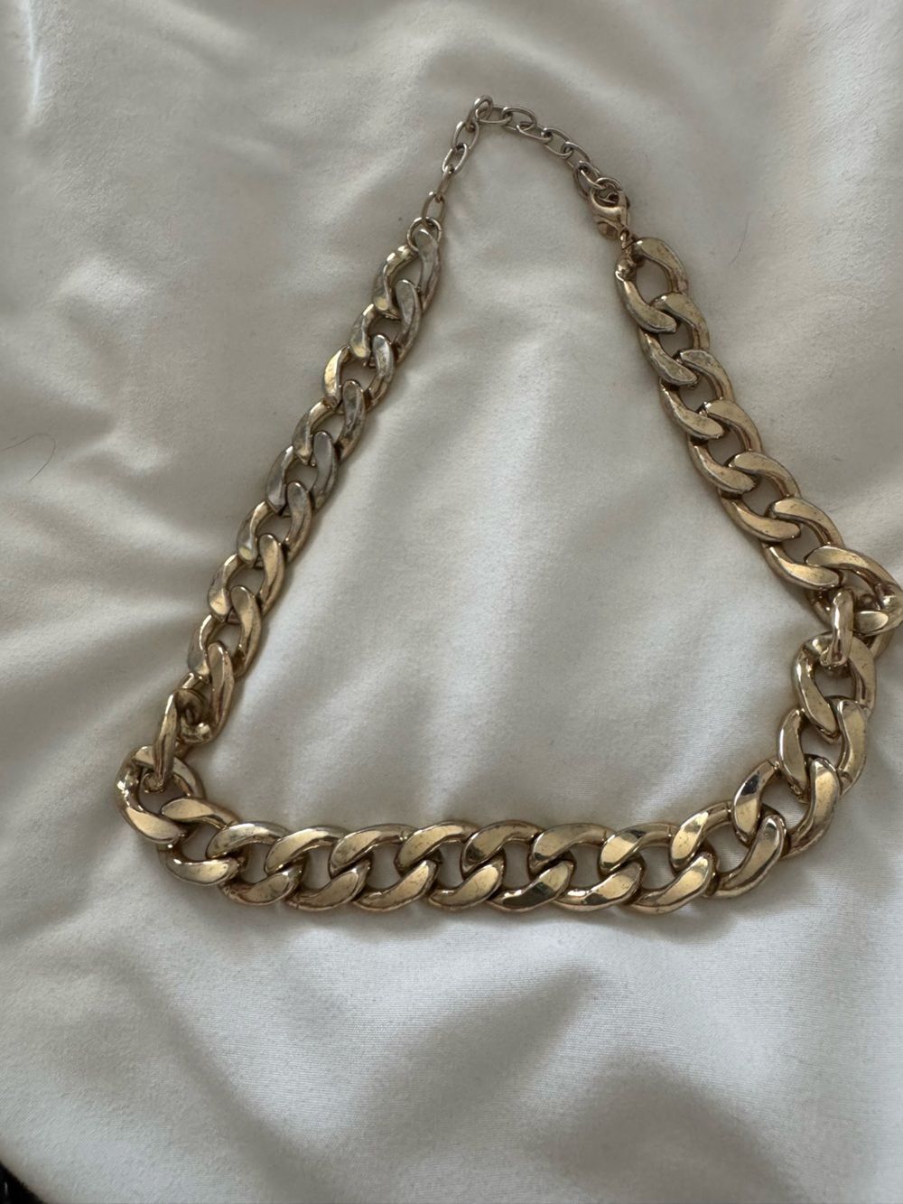 Gold-Tone Chunky Cuban Bauble Bar Chain Necklace Choker Stainless Steel - Picture 2 of 6
